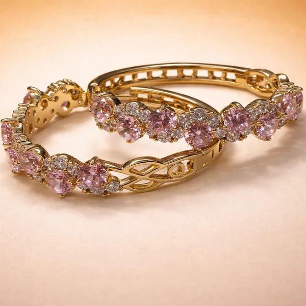 Pink_Stone_Halo_Hoop_Ears_Anti_Tarnish_Earring_For_Women
