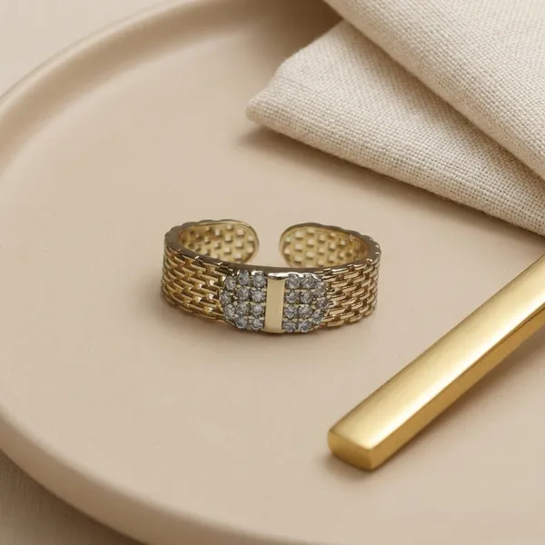 Gold_Mesh_Texture_Adjustable_Anti_Tarnish_Finger_Ring_For_Women