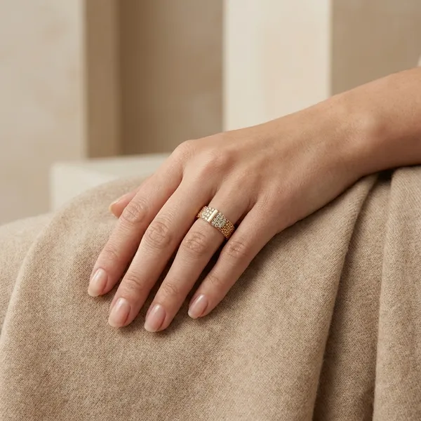 Gold_Mesh_Texture_Adjustable_Anti_Tarnish_Finger_Ring_For_Women