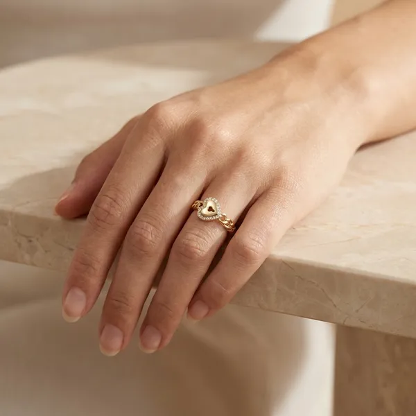Gold_Heart_Lock_Chain_Anti_Tarnish_Finger_Ring_For_Women