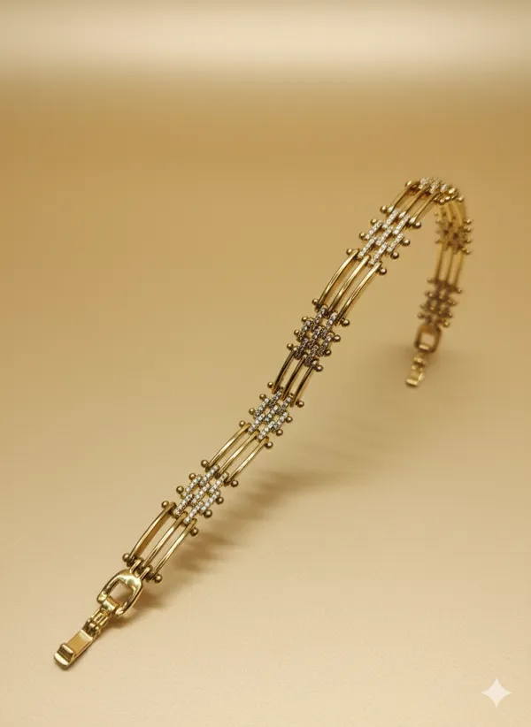 Gold_And_Silver_Triple_Strand_Pave_Anti_Tarnish_Bracelet_For_Women