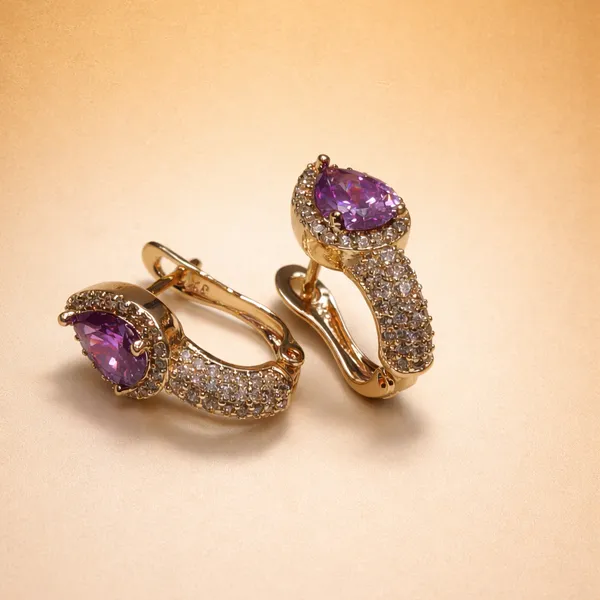 Purple_Teardrop_Crystal_Hoop_Ears_Anti_Tarnish_Earring_For_Women