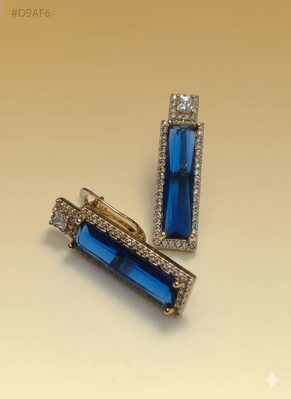 Blue_Baguette_Drop_Ears_Anti_Tarnish_Earring_For_Women