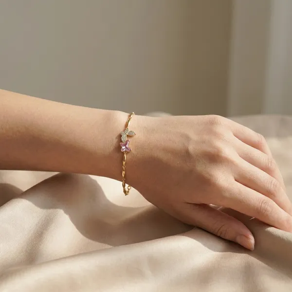 Pink_Rose_Butterfly_Chain_Anti_Tarnish_Bracelet_For_Women
