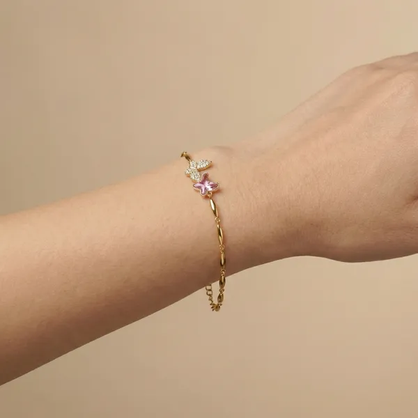 Pink_Rose_Butterfly_Chain_Anti_Tarnish_Bracelet_For_Women