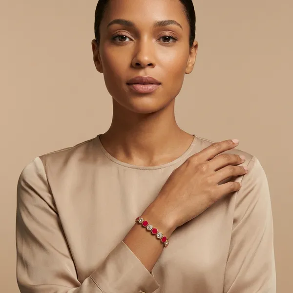 Red_Hexagon_Link_Anti_Tarnish_Bracelet_For_Women