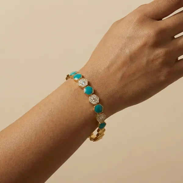 Turquoise_Hexagon_Link_Anti_Tarnish_Bracelet_For_Women