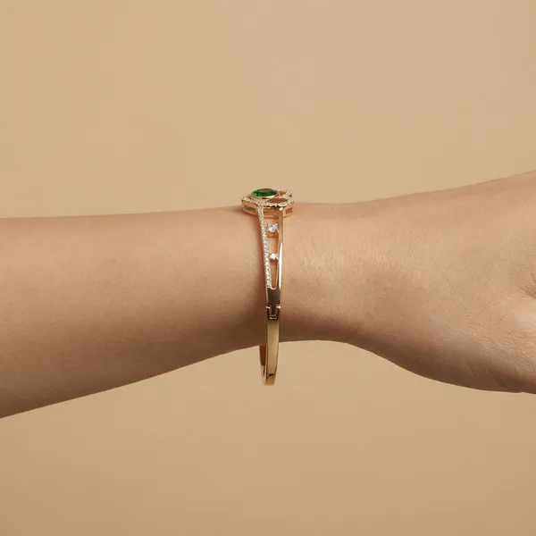 Green_Crystal_Heart_Gold_Anti_Tarnish_Ring_Bracelet_For_Women