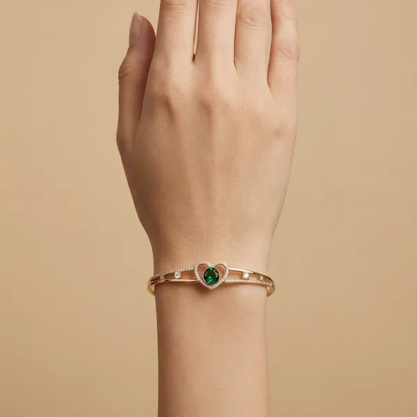 Green_Crystal_Heart_Gold_Anti_Tarnish_Ring_Bracelet_For_Women
