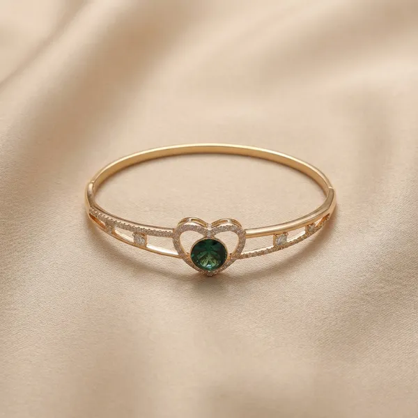 Green_Crystal_Heart_Gold_Anti_Tarnish_Ring_Bracelet_For_Women