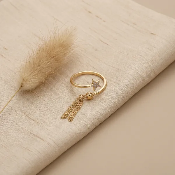 Gold_Star_Charm_Adjustable_Anti_Tarnish_Finger_Ring_For_Women