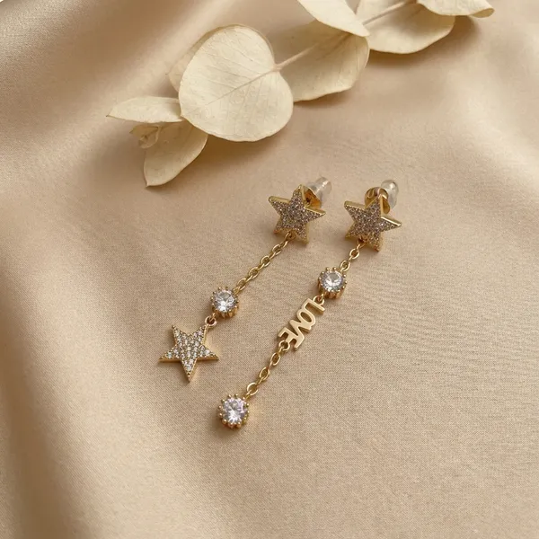 Gold_Star_And_Love_Dangling_Ears_Anti_Tarnish_Earring_For_Women