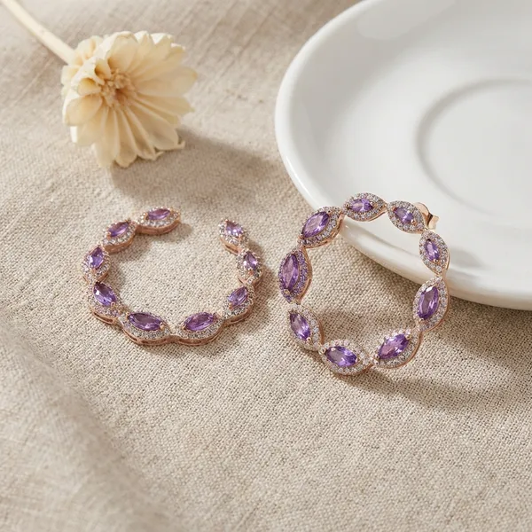 Purple_Marquise_Stone_Hoop_Ears_Anti_Tarnish_Earring_For_Women