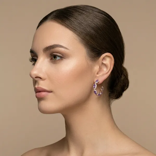 Purple_Marquise_Stone_Hoop_Ears_Anti_Tarnish_Earring_For_Women