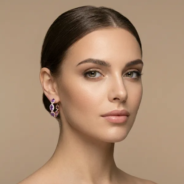 Purple_Marquise_Stone_Hoop_Ears_Anti_Tarnish_Earring_For_Women