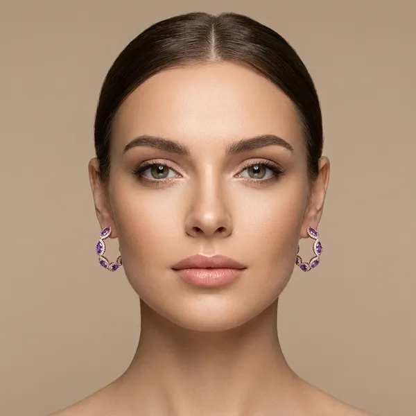 Purple_Marquise_Stone_Hoop_Ears_Anti_Tarnish_Earring_For_Women