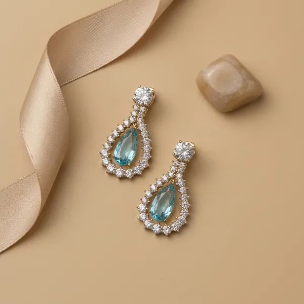 Light_Blue_Aqua_Teardrop_Double_Drop_Cz_Halo_Ears_Anti_Tarnish_Earring_For_Women