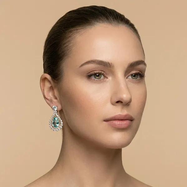 Light_Blue_Aqua_Teardrop_Double_Drop_Cz_Halo_Ears_Anti_Tarnish_Earring_For_Women
