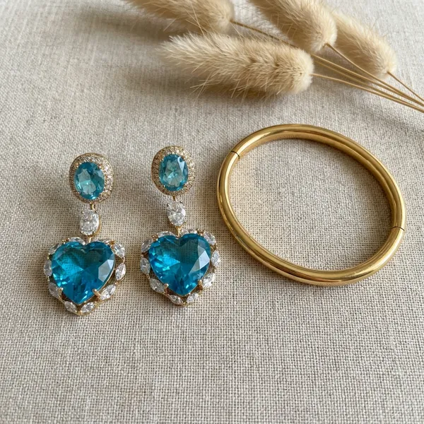 Blue_Heart_Drop_Ears_Anti_Tarnish_Earring_For_Women