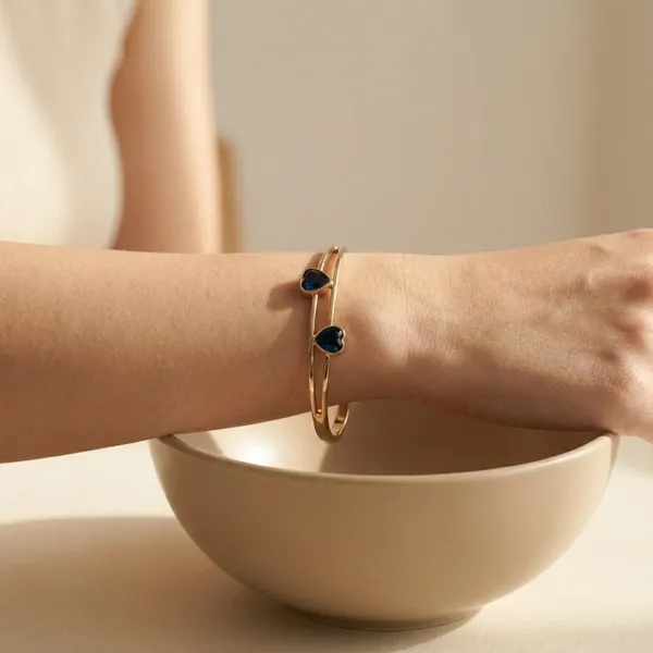 Blue_Twin_Heart_Sleek_Gold_Anti_Tarnish_Ring_Bracelet_For_Women