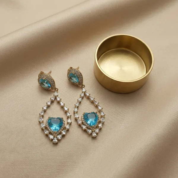 Blue_Heart_Drop_Luxury_Gold_Ears_Anti_Tarnish_Earring_For_Women