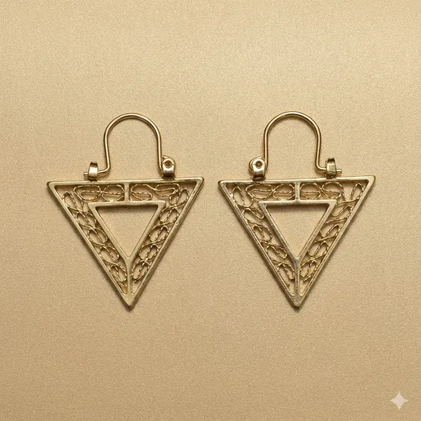 Gold_Triangle_Filigree_Drop_Ears_Anti_Tarnish_Earring_For_Women