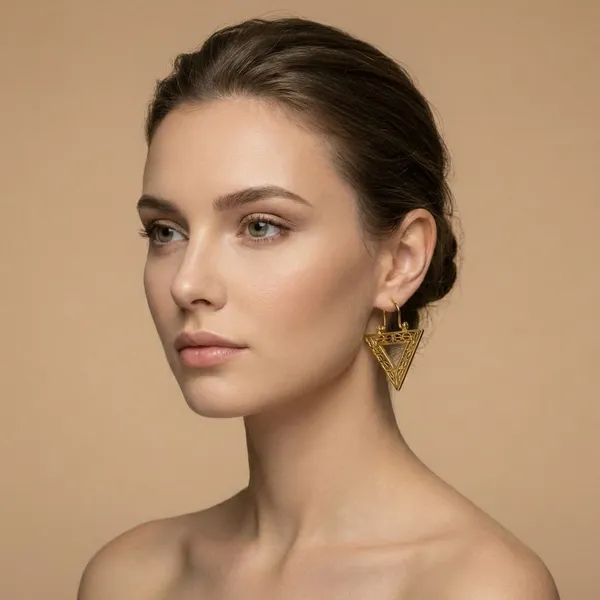 Gold_Triangle_Filigree_Drop_Ears_Anti_Tarnish_Earring_For_Women
