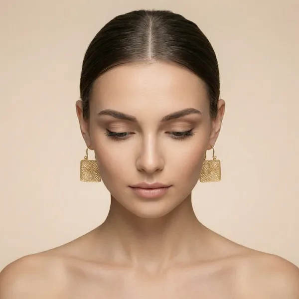 Gold_Textured_Square_Drop_Ears_Anti_Tarnish_Earring_For_Women