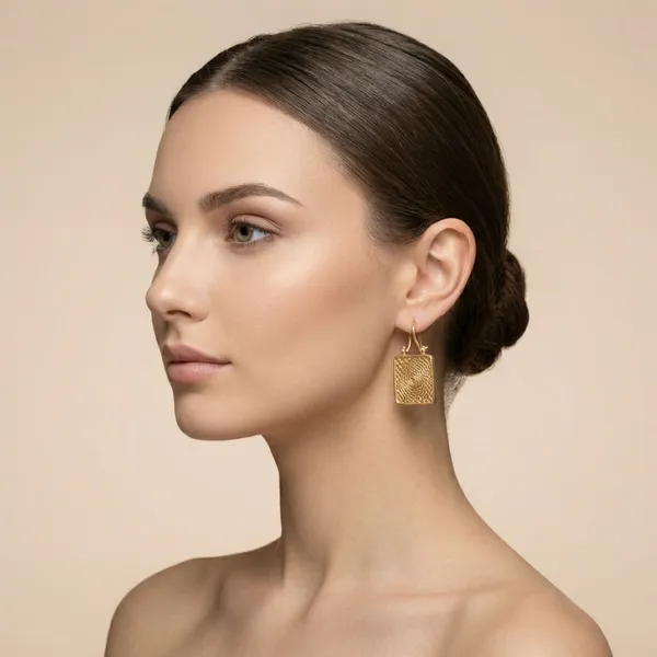 Gold_Textured_Square_Drop_Ears_Anti_Tarnish_Earring_For_Women