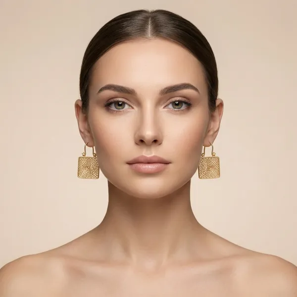 Gold_Textured_Square_Drop_Ears_Anti_Tarnish_Earring_For_Women