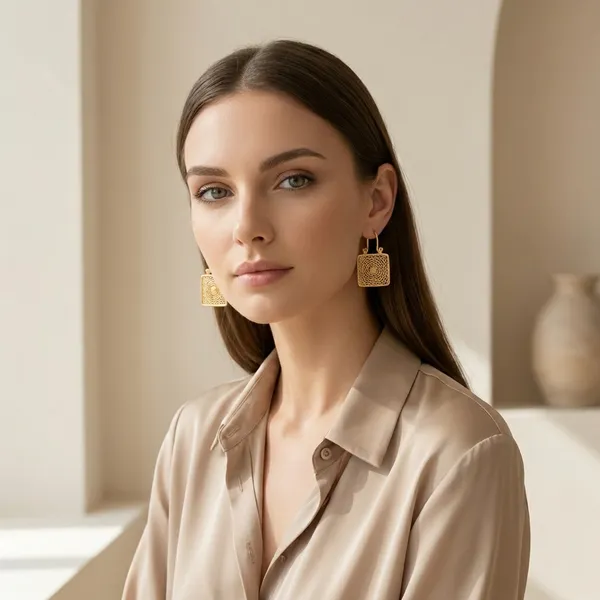 Gold_Textured_Square_Drop_Ears_Anti_Tarnish_Earring_For_Women