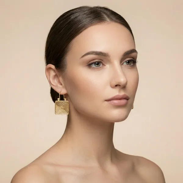 Gold_Textured_Square_Drop_Ears_Anti_Tarnish_Earring_For_Women
