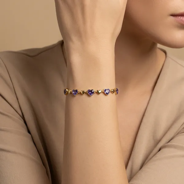Purple_Amethyst_Heart_Chain_Anti_Tarnish_Bracelet_For_Women