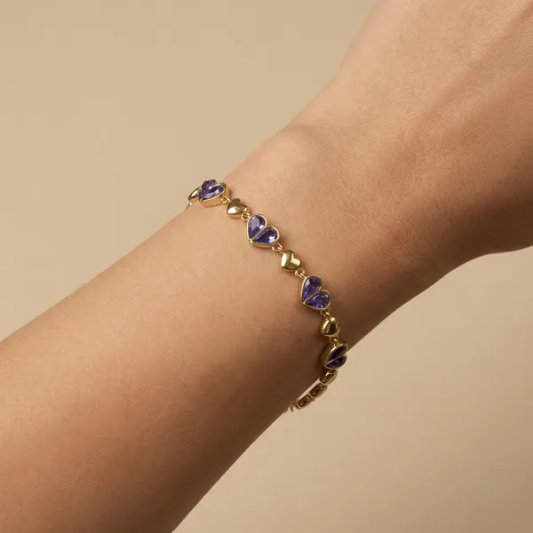 Purple_Amethyst_Heart_Chain_Anti_Tarnish_Bracelet_For_Women