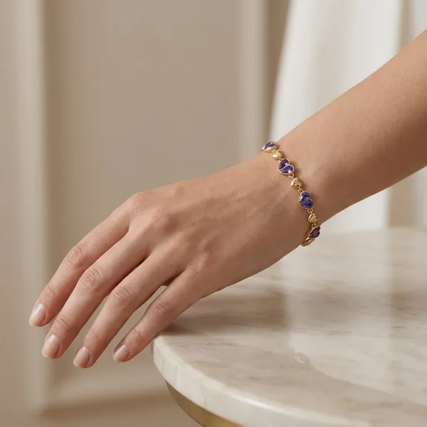 Purple_Amethyst_Heart_Chain_Anti_Tarnish_Bracelet_For_Women