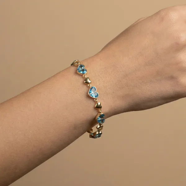 Light_Blue_Sapphire_Heart_Chain_Anti_Tarnish_Bracelet_For_Women