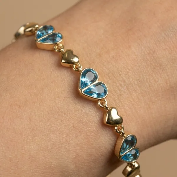 Light_Blue_Sapphire_Heart_Chain_Anti_Tarnish_Bracelet_For_Women