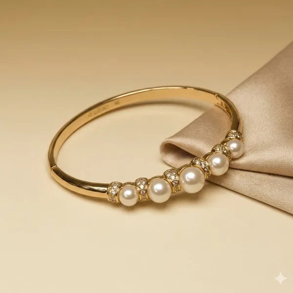White_Gold_Pearl_Stone_Anti_Tarnish_Ring_Bracelet_For_Women