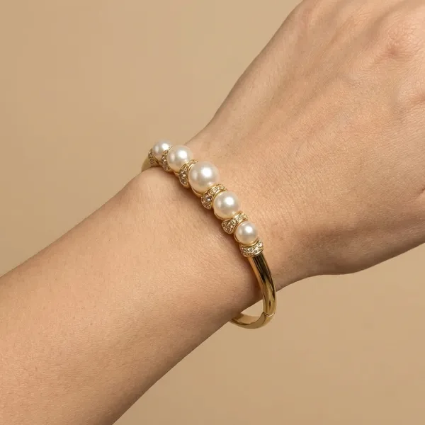 White_Gold_Pearl_Stone_Anti_Tarnish_Ring_Bracelet_For_Women