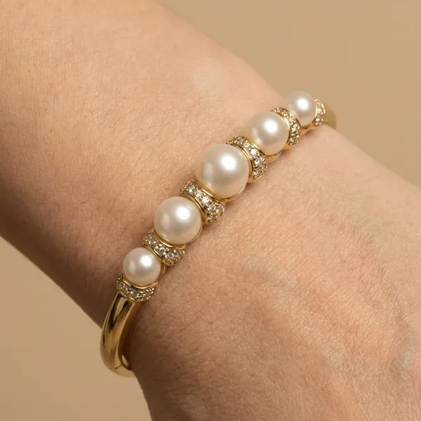 White_Gold_Pearl_Stone_Anti_Tarnish_Ring_Bracelet_For_Women
