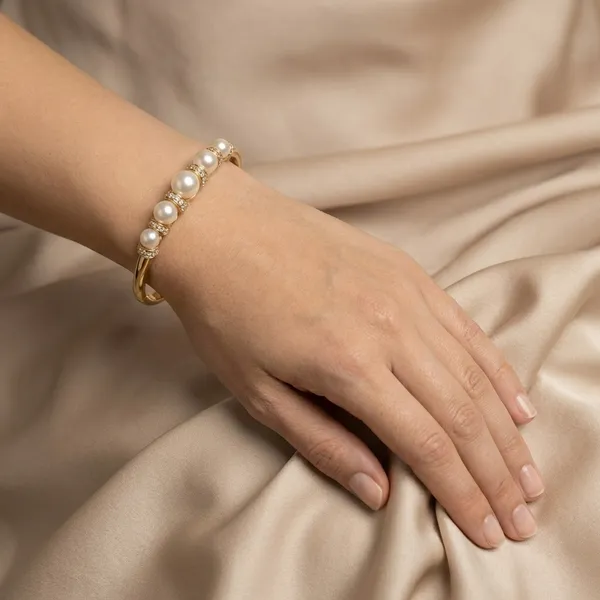 White_Gold_Pearl_Stone_Anti_Tarnish_Ring_Bracelet_For_Women