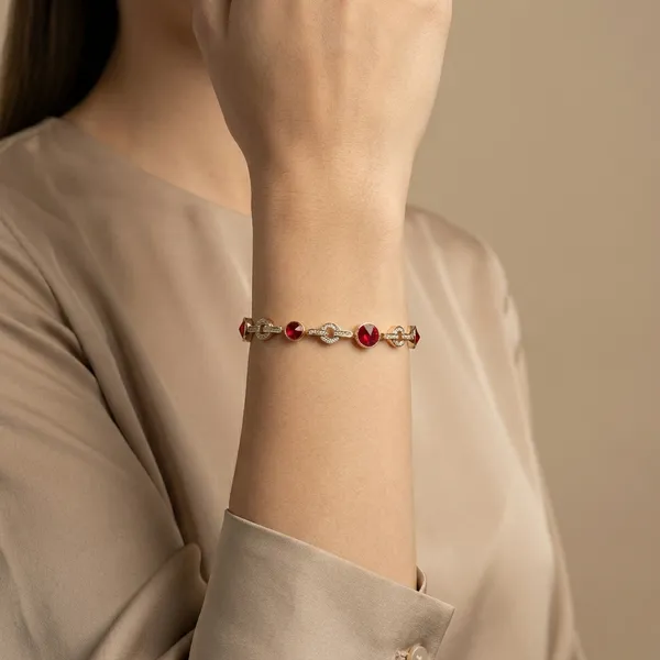Red_Garnet_Crystal_Link_Anti_Tarnish_Bracelet_For_Women