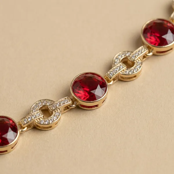 Red_Garnet_Crystal_Link_Anti_Tarnish_Bracelet_For_Women