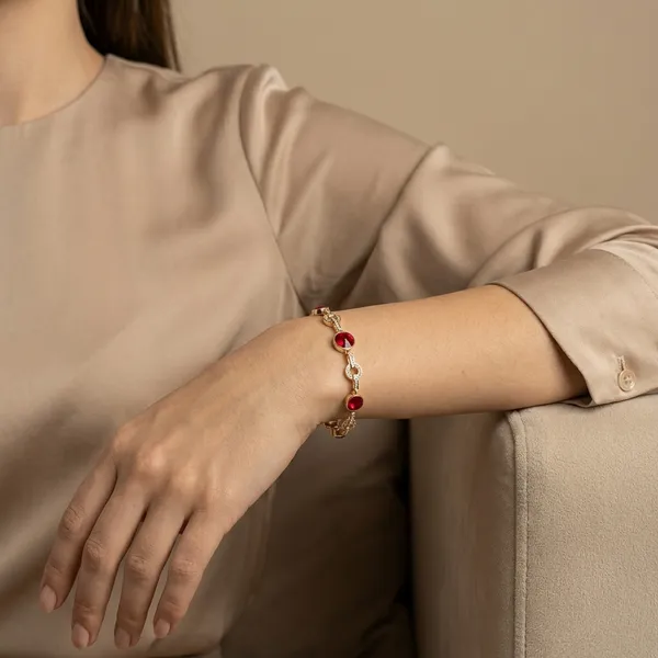 Red_Garnet_Crystal_Link_Anti_Tarnish_Bracelet_For_Women