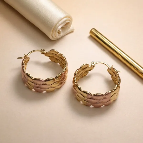 Gold_Textured_Leaf_Hoop_Ears_Anti_Tarnish_Earring_For_Women