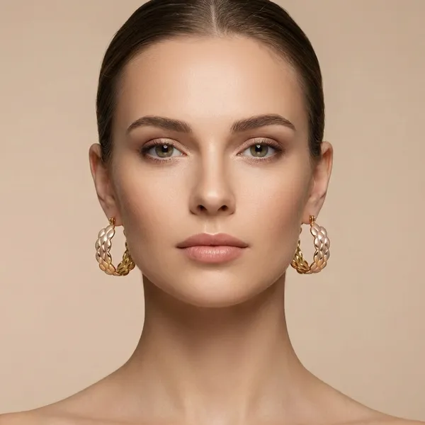 Gold_Textured_Leaf_Hoop_Ears_Anti_Tarnish_Earring_For_Women