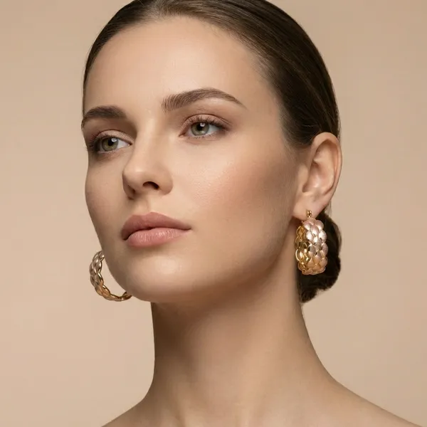 Gold_Textured_Leaf_Hoop_Ears_Anti_Tarnish_Earring_For_Women