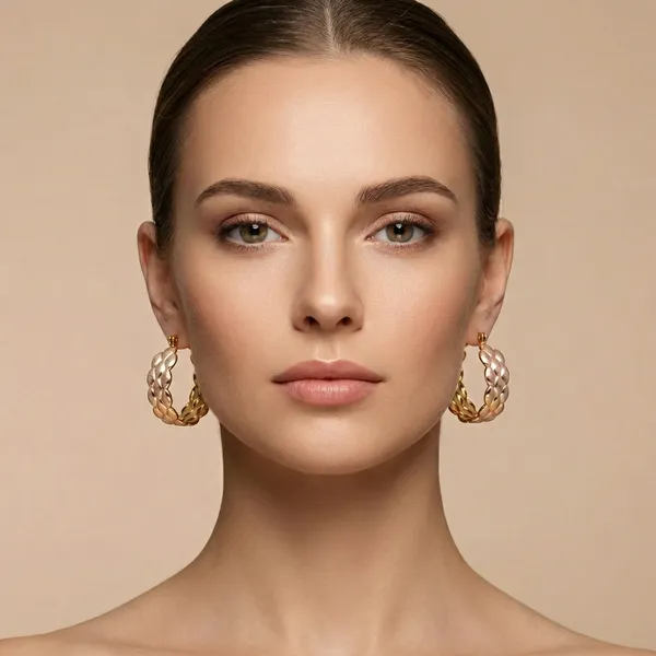 Gold_Textured_Leaf_Hoop_Ears_Anti_Tarnish_Earring_For_Women