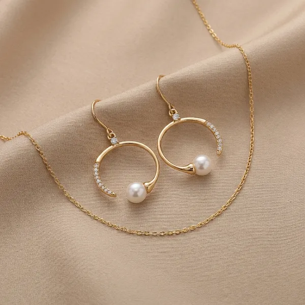 Gold_Pearl_Openhoop_Drop_Ears_Anti_Tarnish_Earring_For_Women
