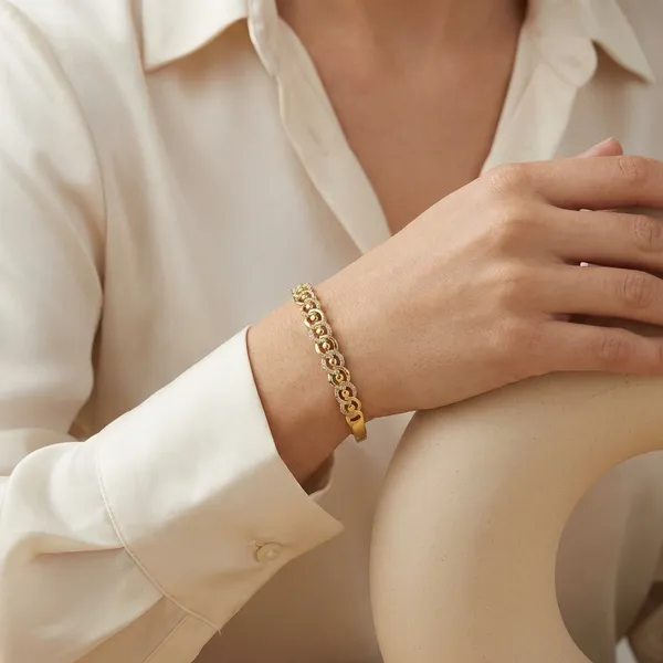 Gold_Circle_Link_Anti_Tarnish_Ring_Bracelet_For_Women